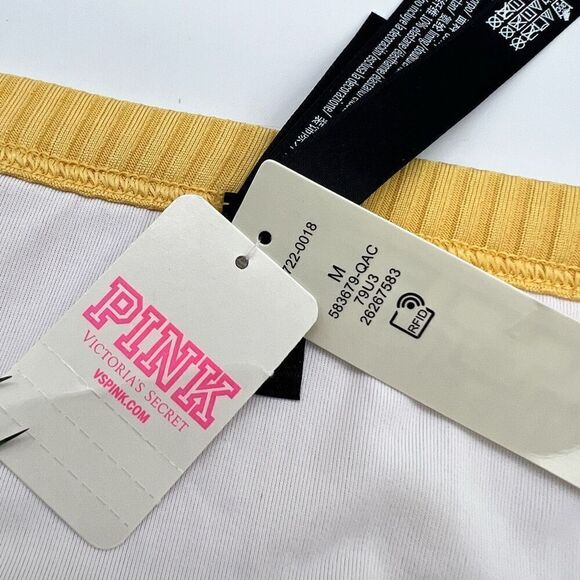 PINK Victoria’s Secret Bikini Bottom Yellow Ribbed Texture Size Medium NWT - Picture 13 of 13